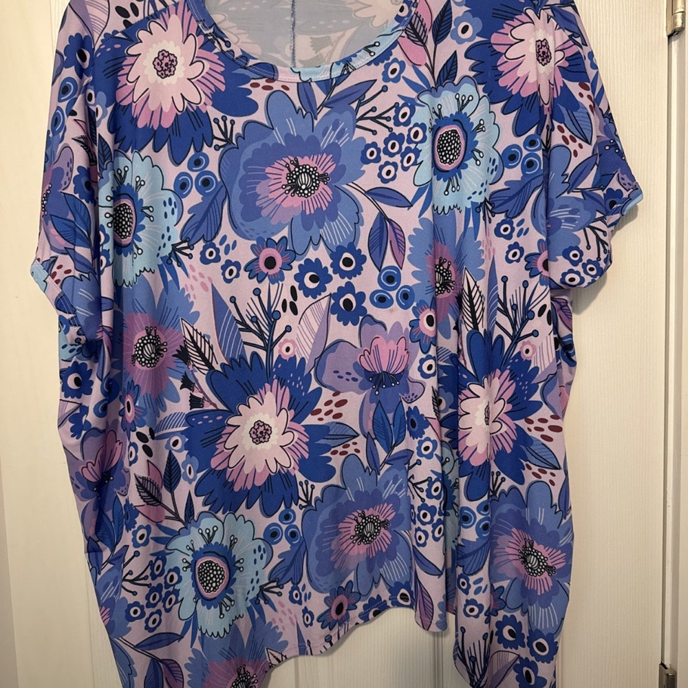 Floral Blue and Pink Women's Top